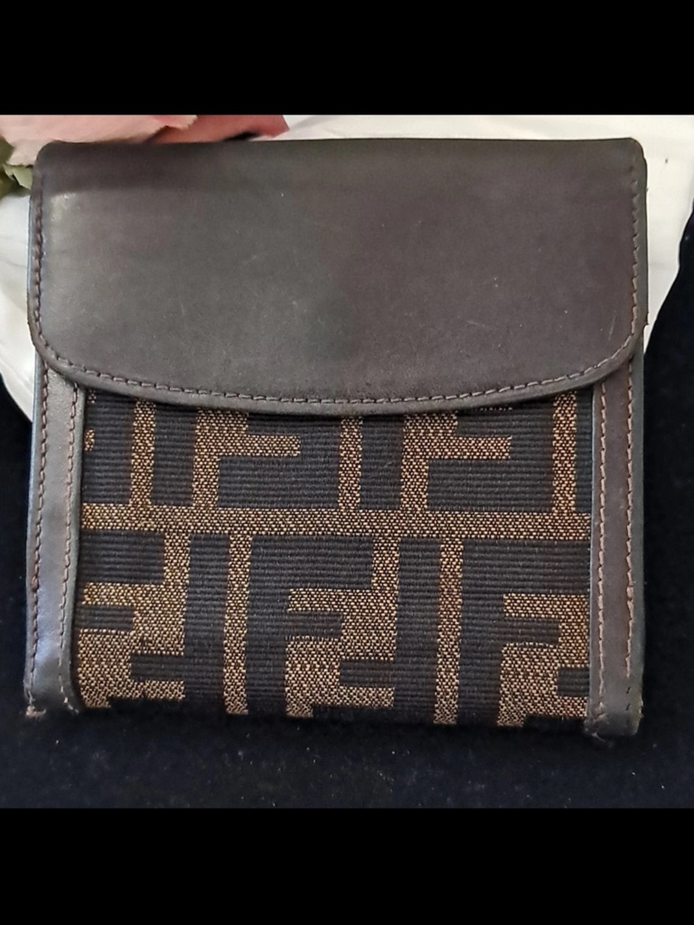 Authentic Fendi Zucca Brown & Black Monogram Wallet